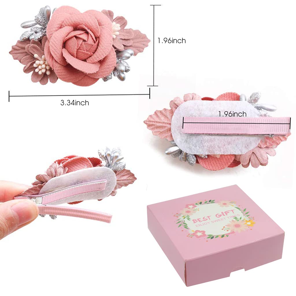 GUSTAVE Pink 3 Pcs Floral Flower Hair Clips and Bow Hair Accessories for Girls,Baby,Toddlers,Teens Gifts GUSTAVE Pink 3 Pcs Floral Flower Hair Clips and Bow Hair Accessories for Girls,Baby,Toddlers,Teens Gifts